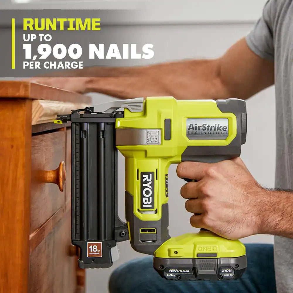 ONE+ 18V 18-Gauge Cordless Airstrike Brad Nailer with Cordless Compression Drive 3/8 In. Crown Stapler (Tools Only)