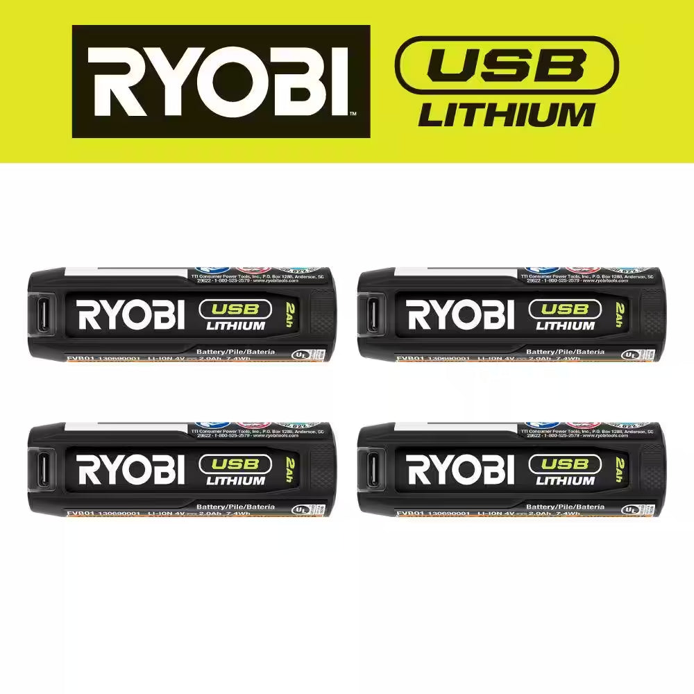 USB Lithium 2.0 Ah Lithium-Ion Rechargeable Battery (4-Pack)