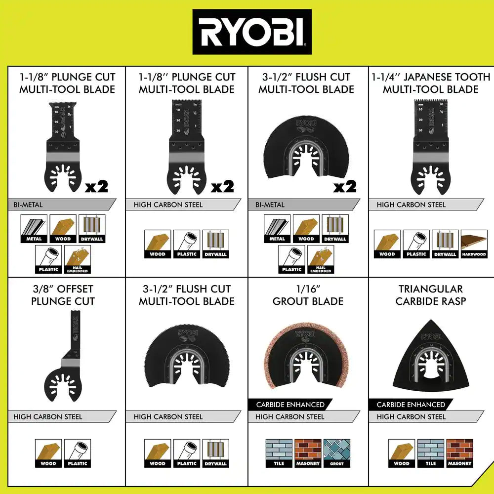 16-Piece Oscillating Multi-Tool Blade Accessory Set with 4-Piece Wood Oscillating Multi-Tool Blade Set