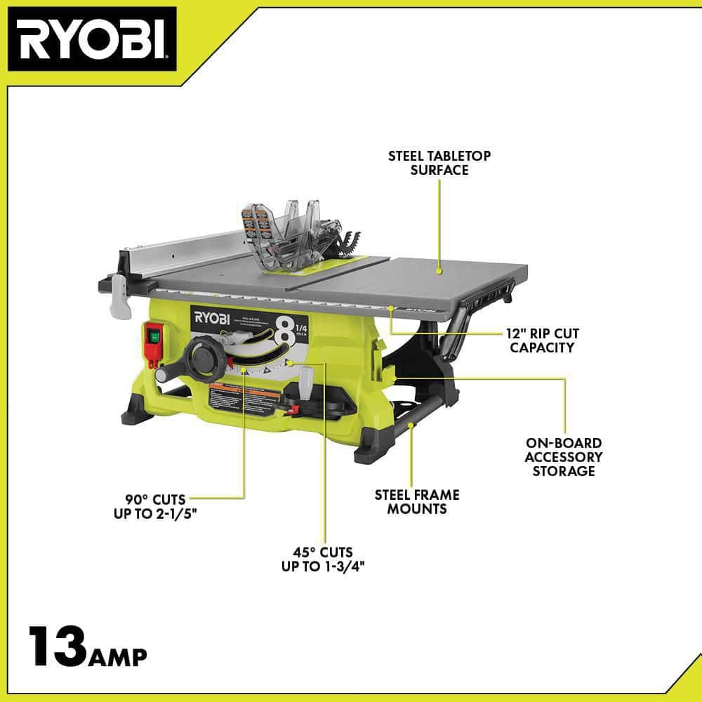 13 Amp 8-1/4 In. Compact Portable Corded Jobsite Table Saw (No Stand)