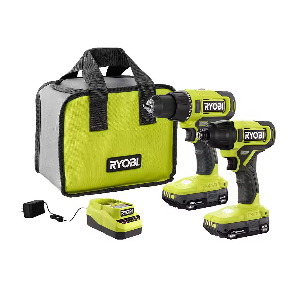 ONE+ 18V Cordless 2-Tool Combo Kit with Drill/Driver, Impact Driver, (2) 1.5 Ah Batteries, and Charger