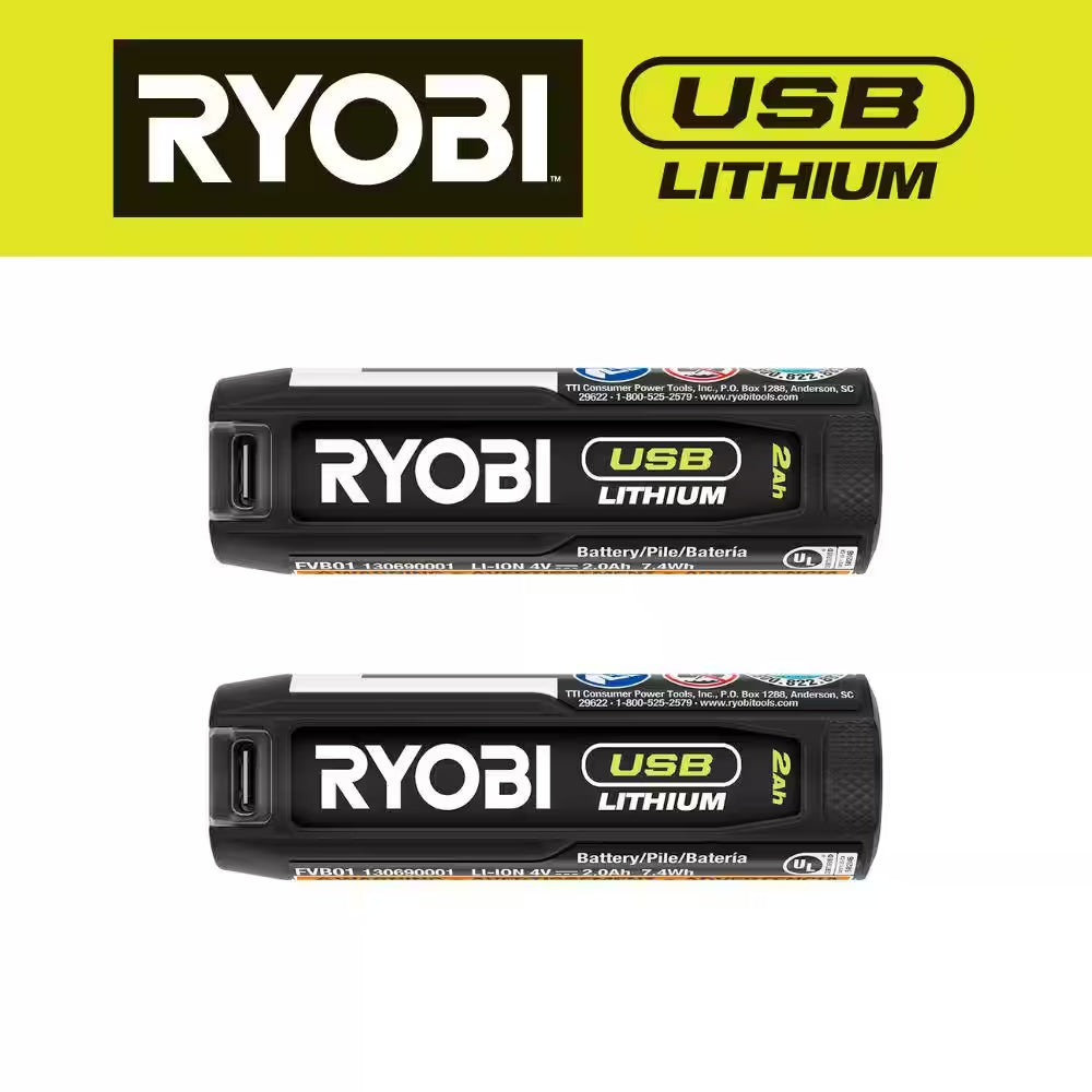 USB Lithium 2.0 Ah Lithium-Ion Rechargeable Battery (2-Pack)