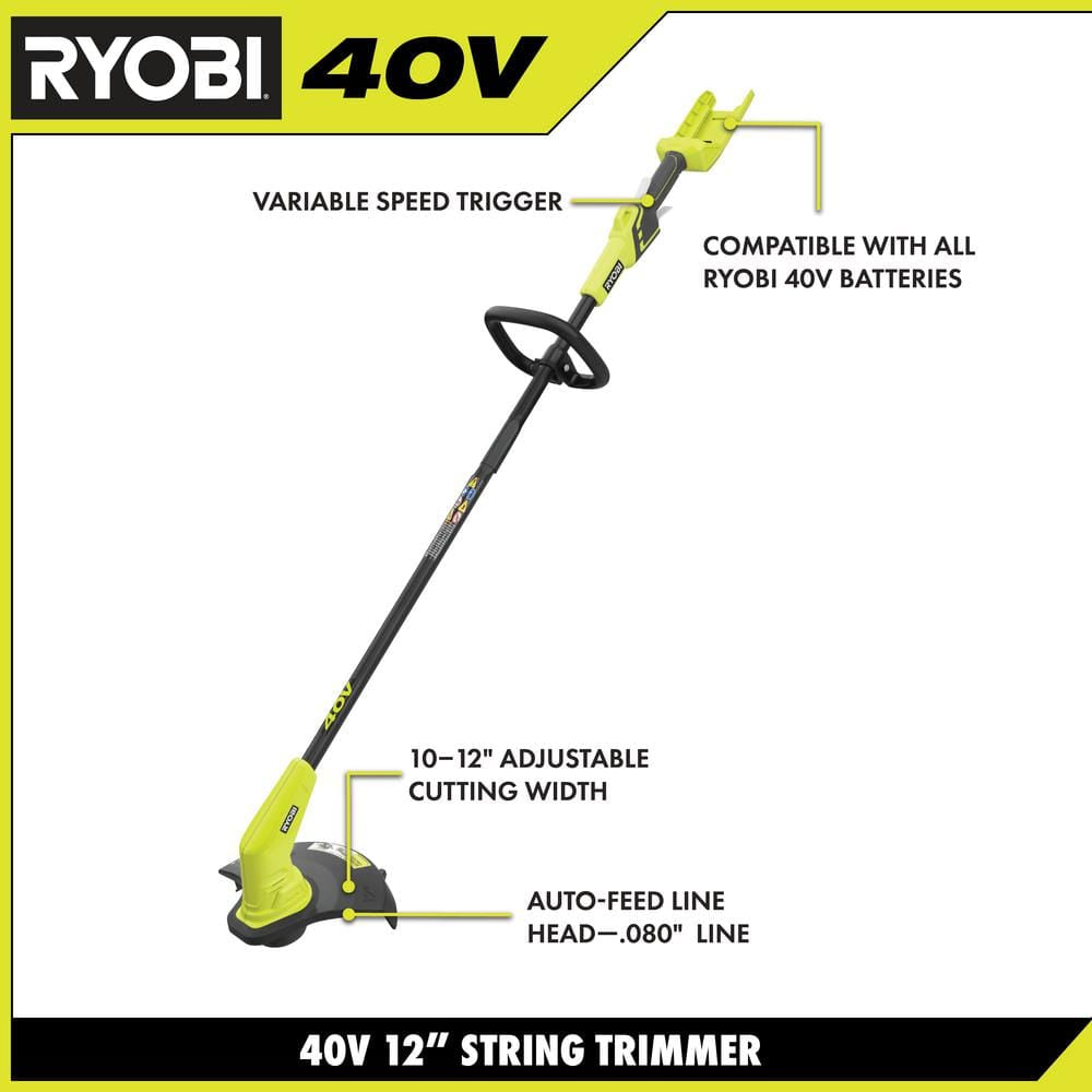 40V 12 In. Cordless Battery String Trimmer with 2.0 Ah Battery and Charger