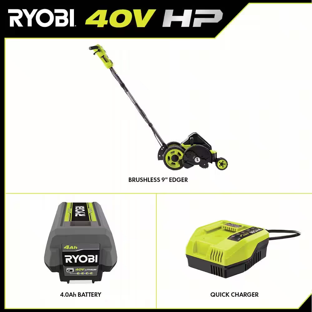 40V HP Brushless 9 In. Cordless Edger with 4.0 Ah Battery and Charger