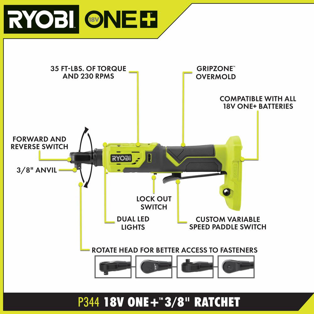 ONE+ 18V Cordless 3/8 In. 4-Position Ratchet (Tool Only)