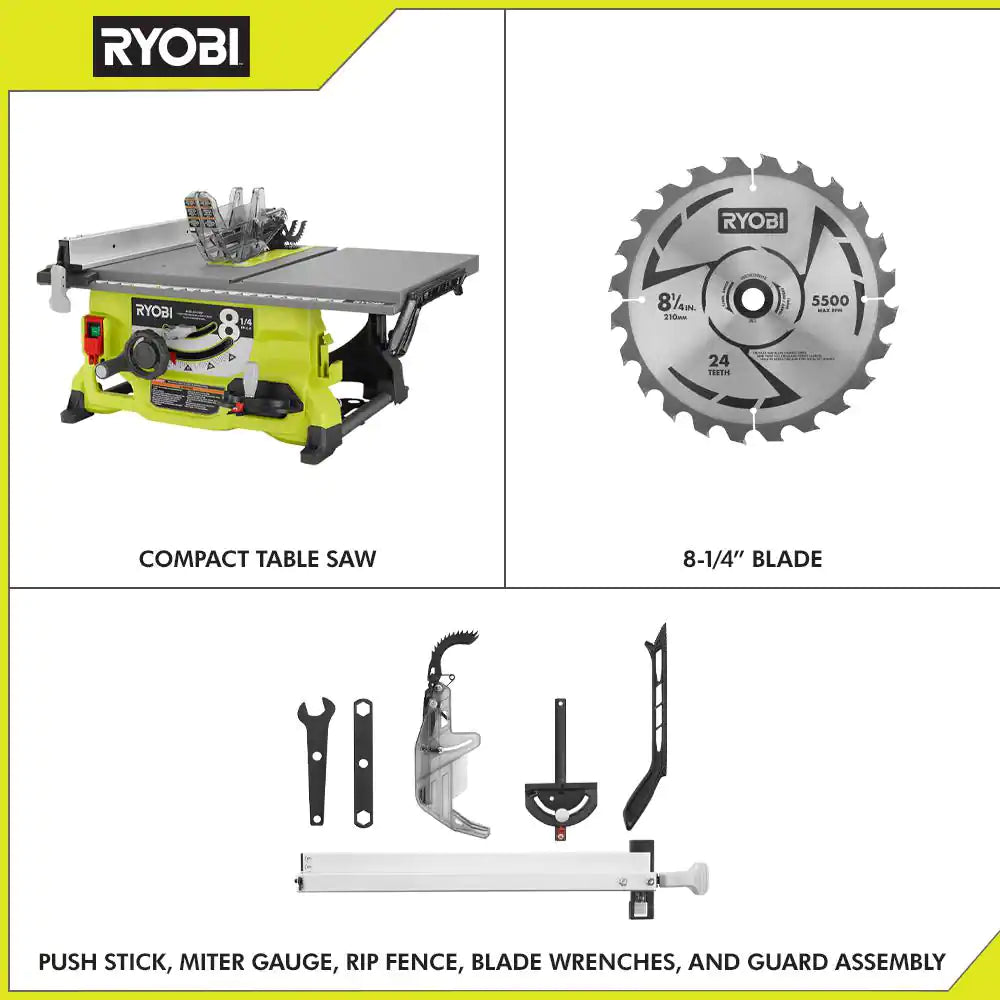 13 Amp 8-1/4 In. Compact Portable Corded Jobsite Table Saw (No Stand)