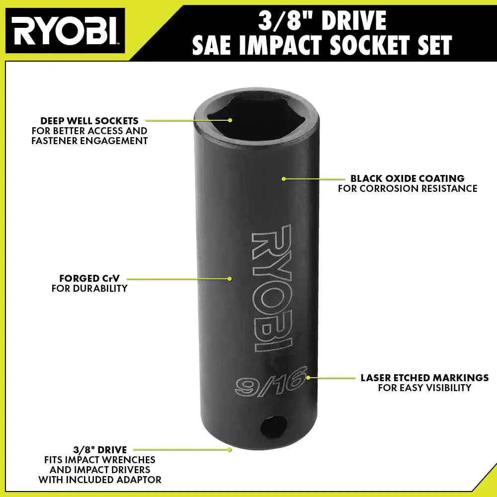 3/8 In. Drive SAE Impact Socket Set (4-Piece)