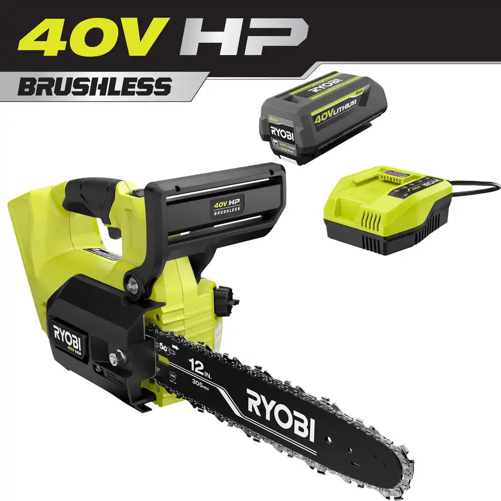 40V HP Brushless 12 In. Top Handle Battery Chainsaw with 4.0 Battery and Charger