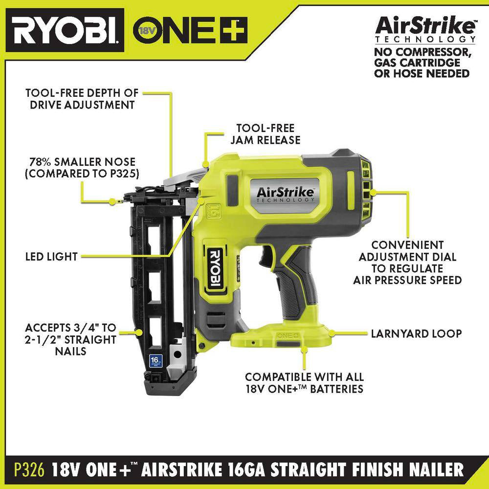 ONE+ 18V Cordless 2-Tool Combo Kit W/ 1/2 In. Drill/Driver, 16-Gauge Finish Nailer, (2) 1.5 Ah Batteries, and Charger