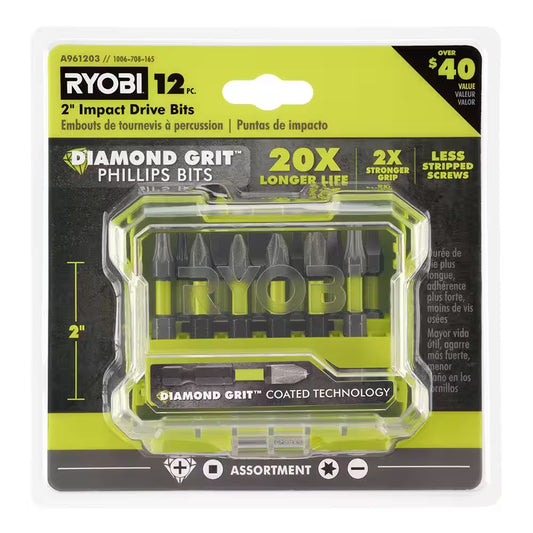 2 In. Diamond Grit Impact Drive Bits (12-Piece)