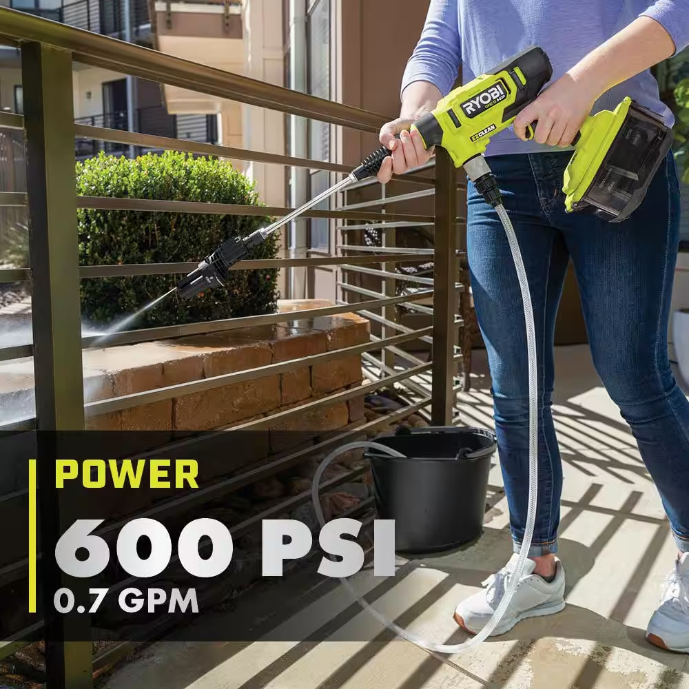 ONE+ HP 18V Brushless Ezclean 600 PSI 0.7 GPM Cordless Battery Cold Water Power Cleaner with 4.0 Ah Battery and Charger