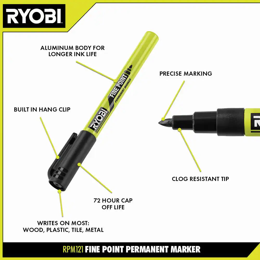 Black Fine Point Permanent Workshop Marker (6-Pack)