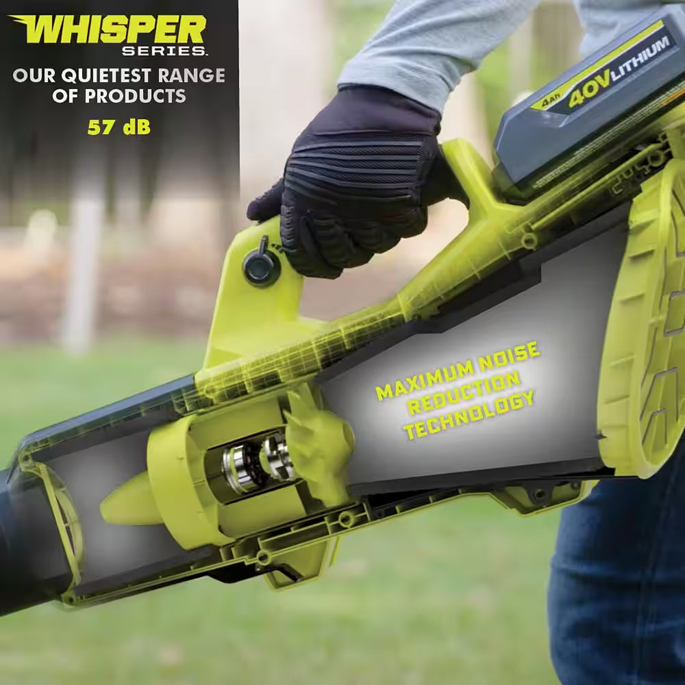 40V HP Brushless Whisper Series 190 MPH 730 CFM Cordless Battery Jet Fan Leaf Blower with (2) 4.0 Ah Batteries & Charger