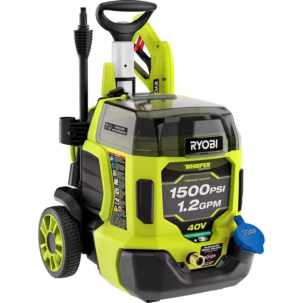 40V HP Brushless Whisper Series 1500 PSI 1.2 GPM Cold Water Electric Pressure Washer W/ (2) 6.0 Ah Batteries and Charger