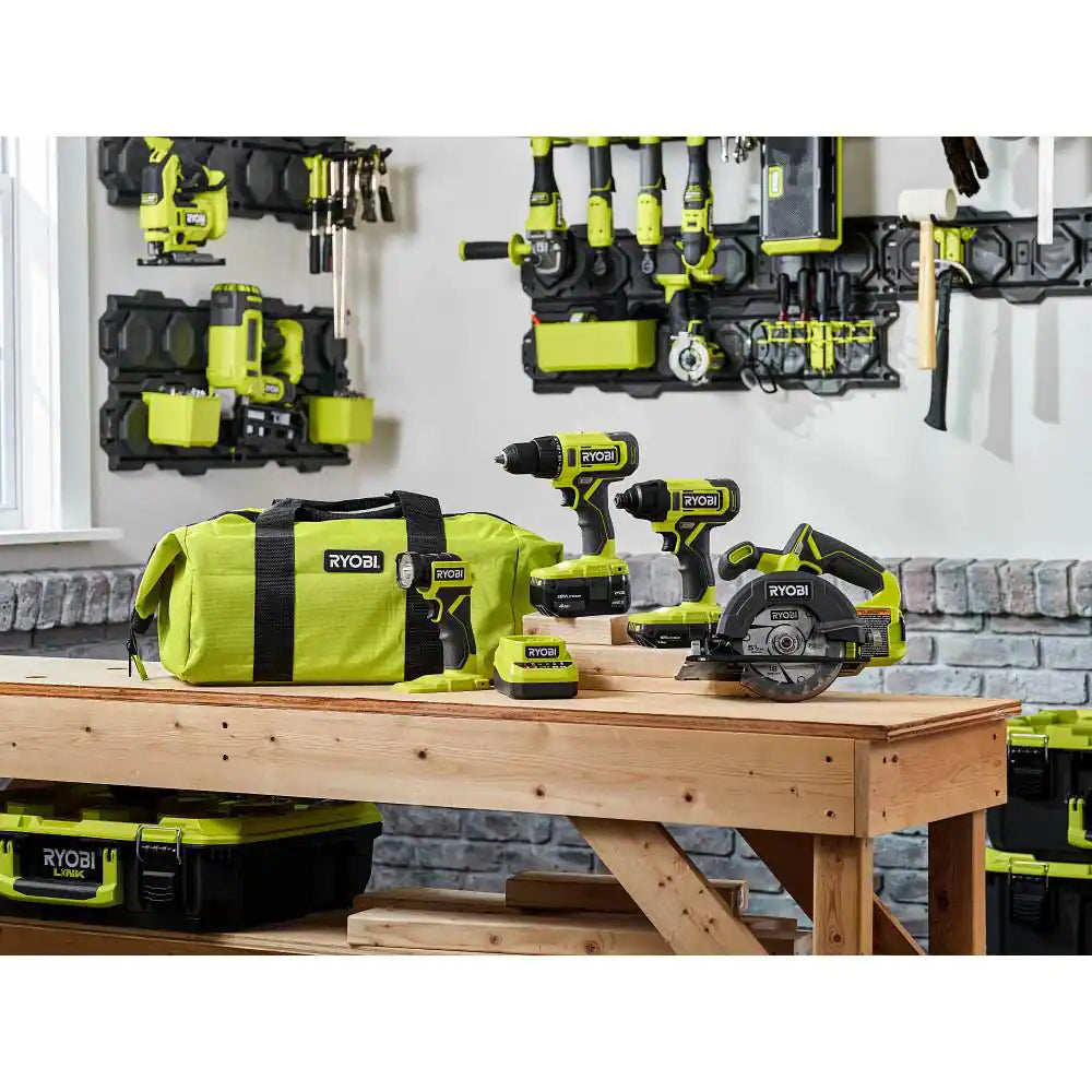 ONE+ 18V Cordless 4-Tool Combo Kit with 1.5 Ah Battery, 4.0 Ah Battery, and Charger