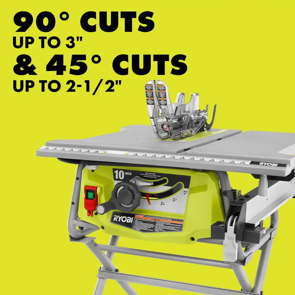 15 Amp 10 In. Compact Portable Corded Jobsite Table Saw with Folding Stand