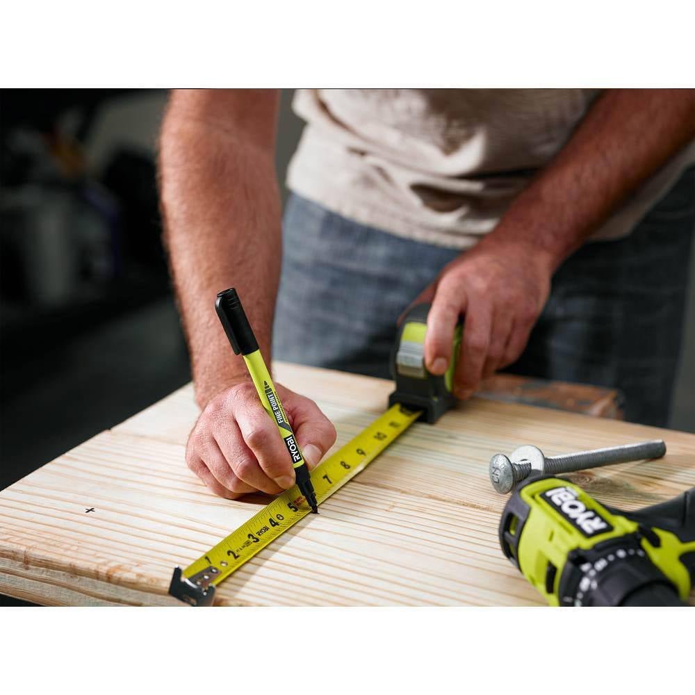 Multi-Function Folding Knife W/ 25 Ft. Tape Measure W/ Wireform Belt Clip & Black Fine Point Permanent Workshop Marker