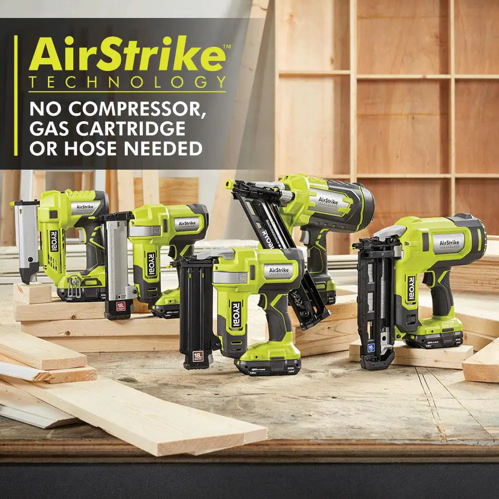 ONE+ 18V 16-Gauge Cordless Airstrike Finish Nailer with 1.5 Ah Battery and Charger