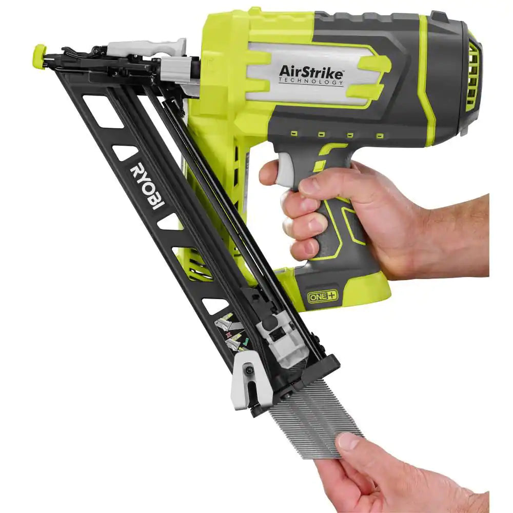 ONE+ 18V Lithium-Ion Cordless Airstrike 15-Gauge Angled Finish Nailer (Tool Only) with Sample Nails