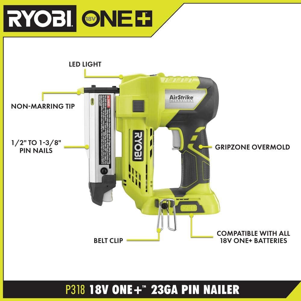 ONE+ 18V Cordless Airstrike 23-Gauge 1-3/8 In. Headless Pin Nailer (Tool Only)