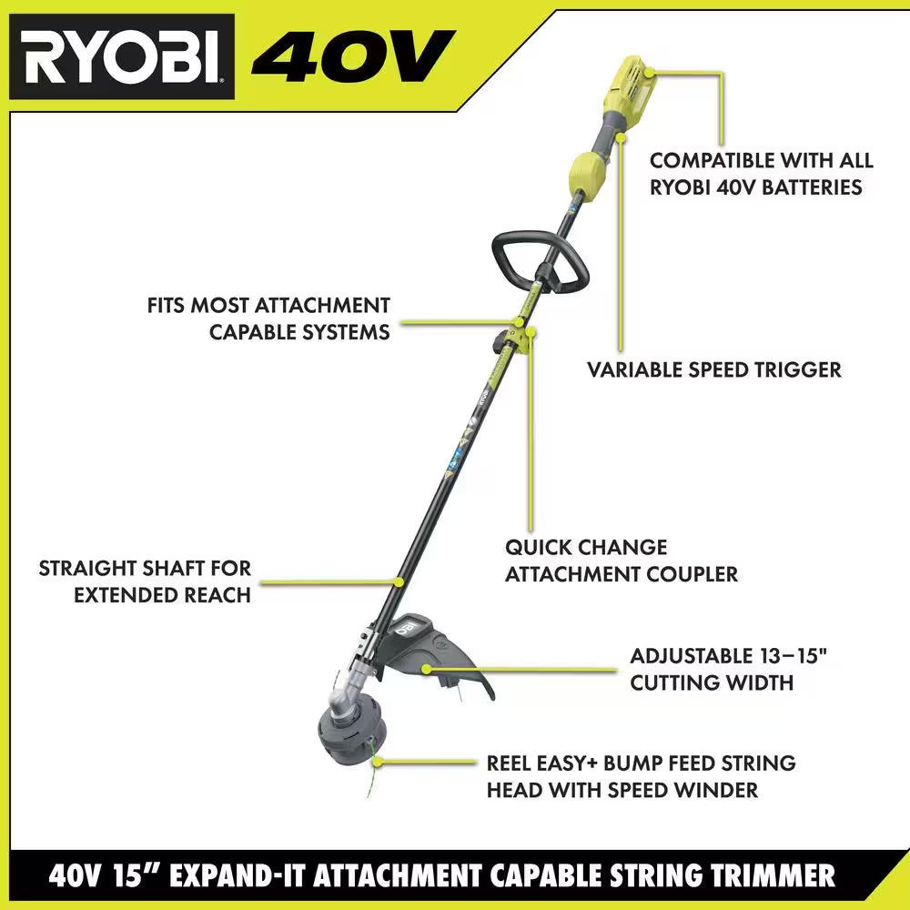 40V Expand-It Cordless Battery Attachment Capable String Trimmer (Tool Only)