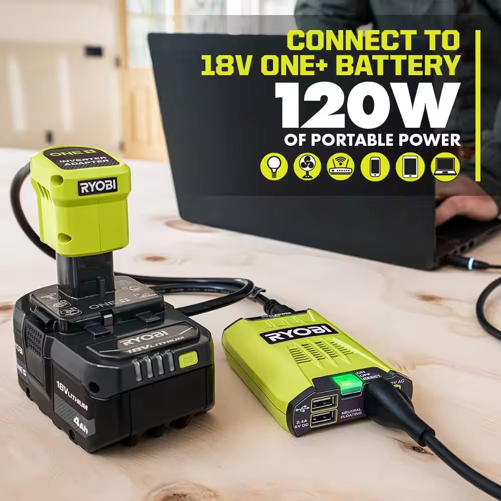 ONE+ 18V 120-Watt 12V Automotive Power Inverter with Dual USB Ports