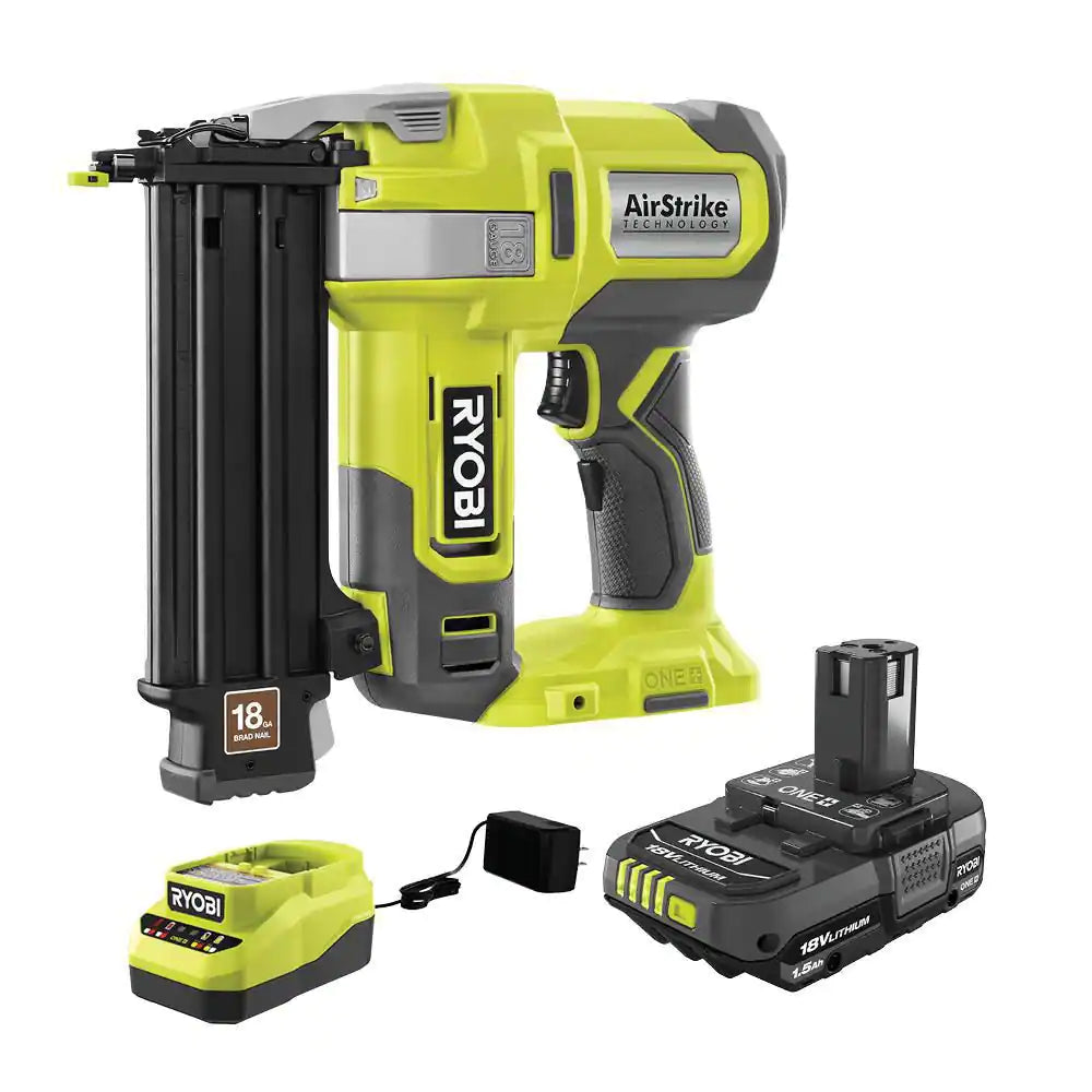 ONE+ 18V 18-Gauge Cordless Airstrike Brad Nailer with 1.5 Ah Battery and Charger