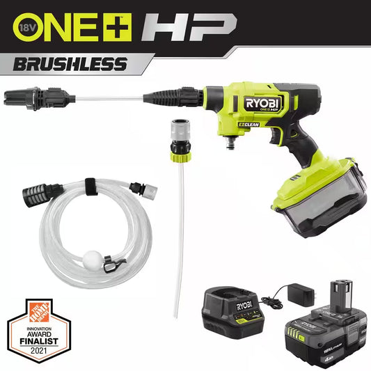 ONE+ HP 18V Brushless Ezclean 600 PSI 0.7 GPM Cordless Battery Cold Water Power Cleaner with 4.0 Ah Battery and Charger