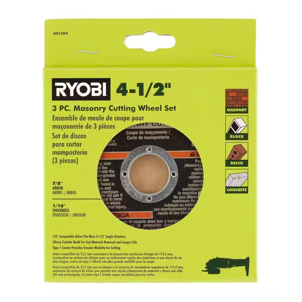 4-1/2 In. Masonry Cutting Wheel (3-Piece)