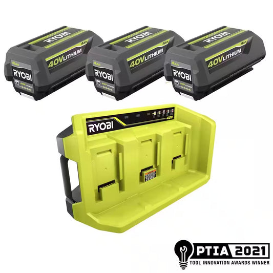 40V Lithium-Ion 3-Port Charger with (3) 4.0 Ah Batteries