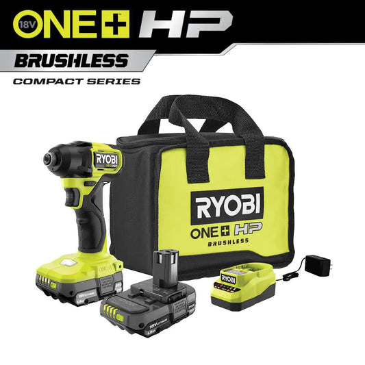 ONE+ HP 18V Brushless Cordless Compact 1/4 In. Impact Driver Kit with (2) 1.5 Ah Batteries, Charger and Bag