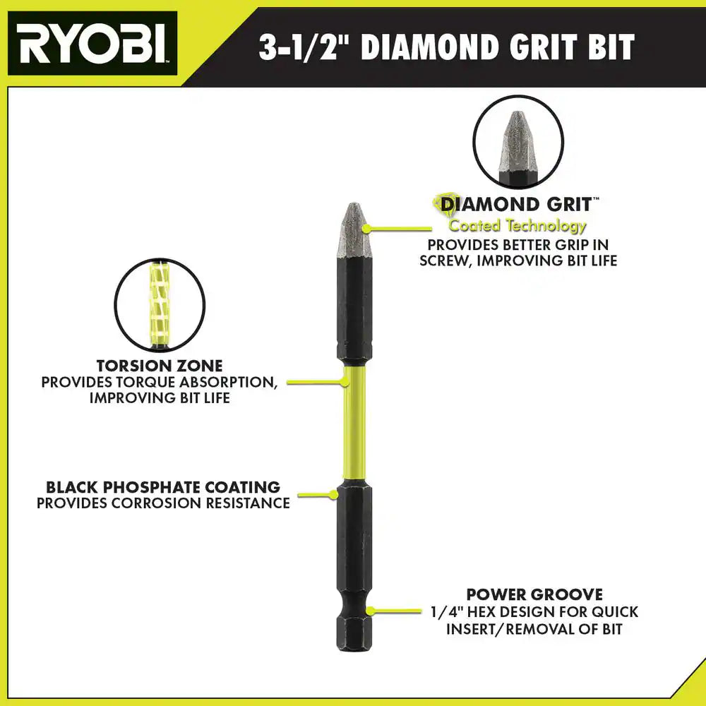 3-1/2 In. Diamond Grit Impact Drive Bits (3-Piece)