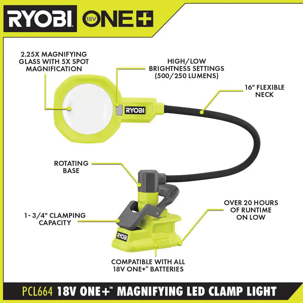 ONE+ 18V LED Magnifying Clamp Light (Tool Only)