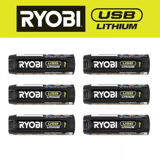 USB Lithium 2.0 Ah Rechargeable Batteries (6-Pack)