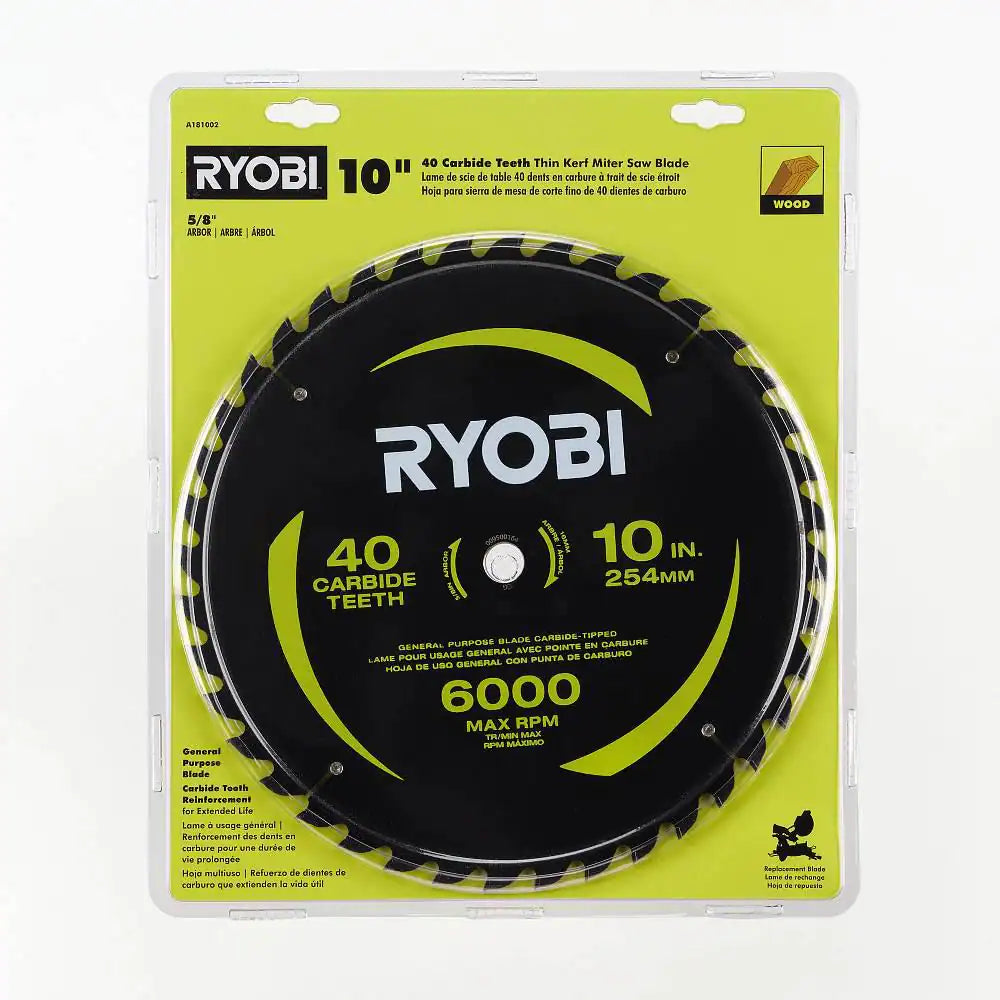 10 In. 40 Carbide Teeth Thin Kerf Miter Saw Blade