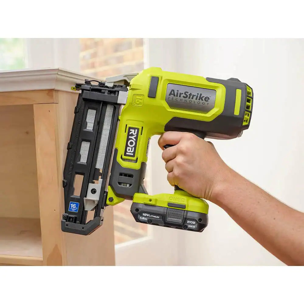 ONE+ 18V 16-Gauge Cordless Airstrike Finish Nailer with 1.5 Ah Battery and Charger