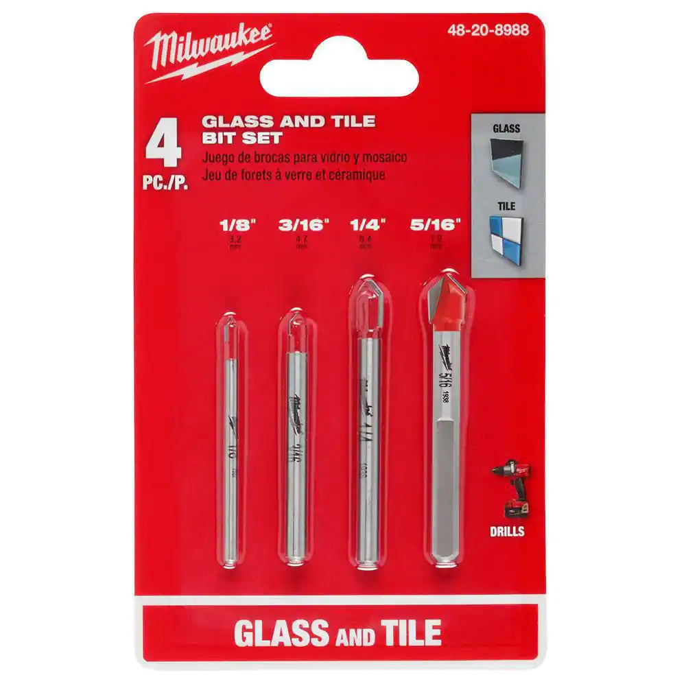 Carbide Glass and Tile Bit Set (4-Pack)