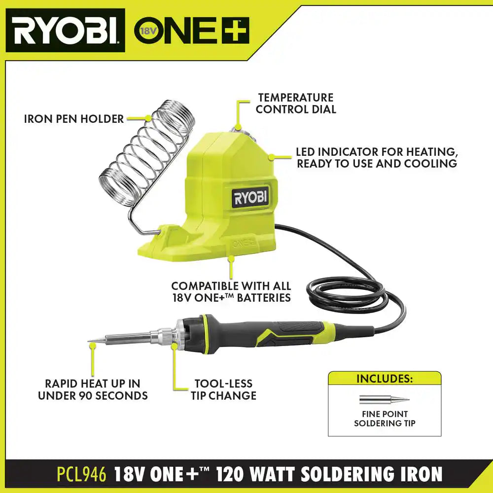 ONE+ 18V 120-Watt Cordless Soldering Iron Topper Kit with 1.5 Ah Battery and Charger