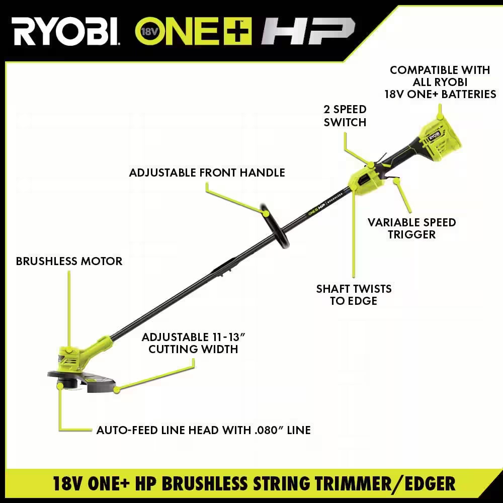 ONE+ HP 18V Brushless 13 In. Cordless Battery String Trimmer (Tool Only)