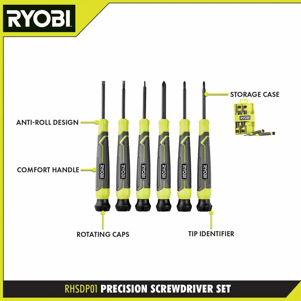 6-Piece Precision Screwdriver Set with Cushion Grip Handles