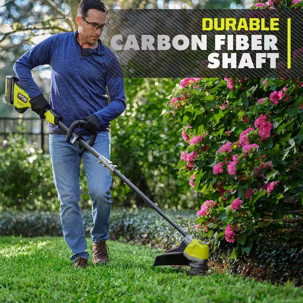 40V HP Brushless Whisper Series 17 In. Cordless Battery Carbon Fiber Shaft String Trimmer W/ 6.0 Ah Battery & Charger