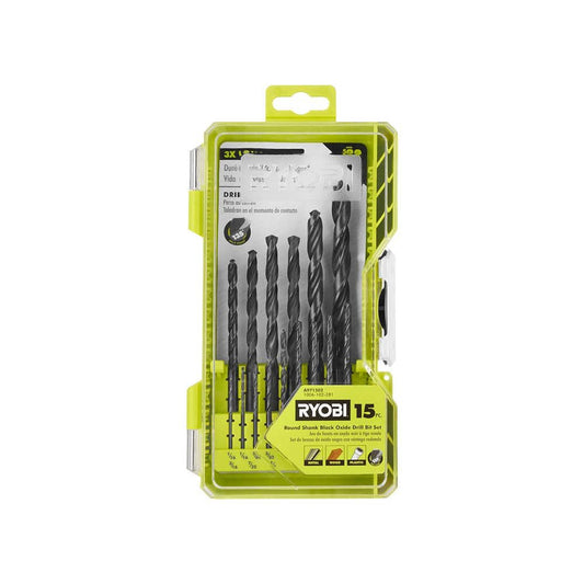 Black Oxide round Shank Drill Bit Set (15-Piece)