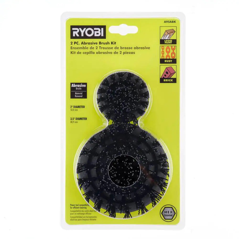 2-Piece Abrasive Brush Kit for RYOBI P4400 Scrubber Tool