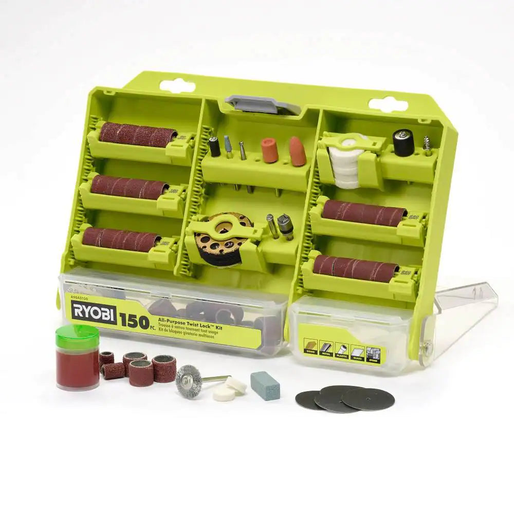 Rotary Tool 150-Piece Twist Lock All-Purpose Kit (For Wood, Metal, and Plastic)