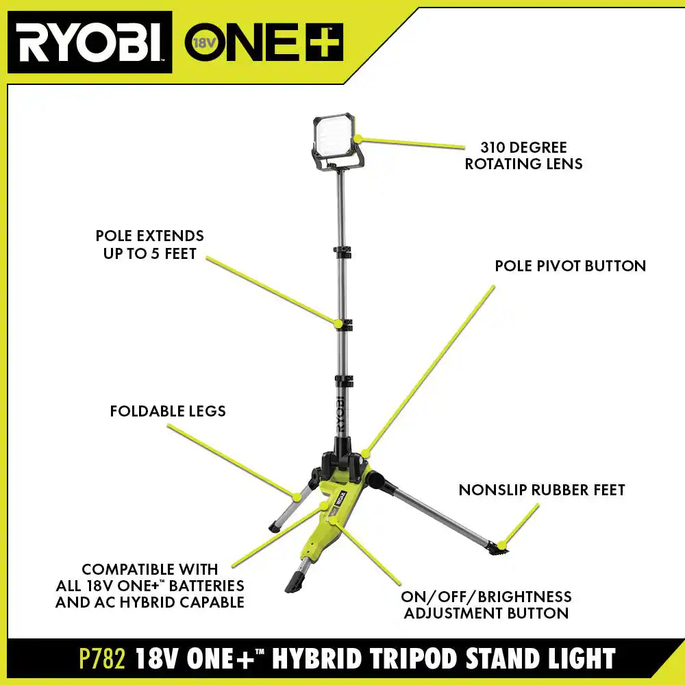 ONE+ 18V Cordless Hybrid LED Tripod Stand Light (Tool Only)