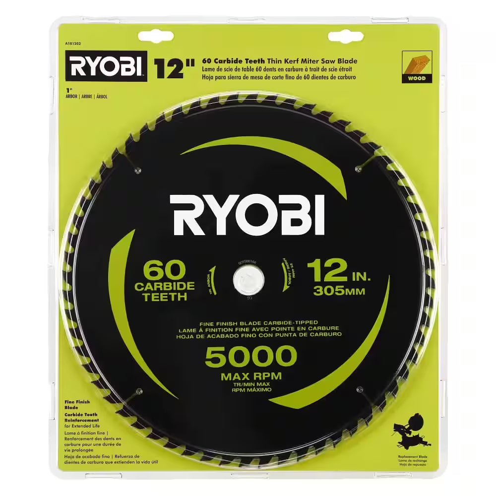 12 In. 60 Carbide Teeth Thin Kerf Miter Saw Blade