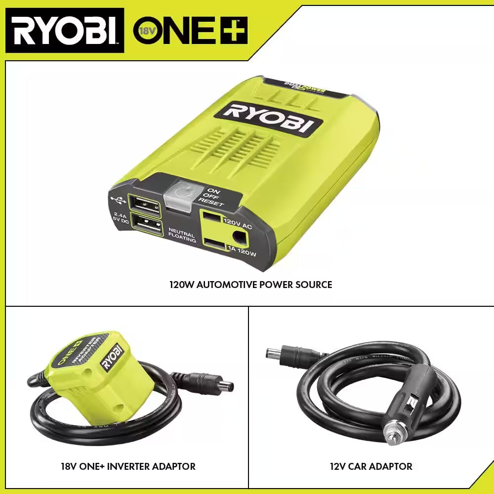 ONE+ 18V 120-Watt 12V Automotive Power Inverter with Dual USB Ports