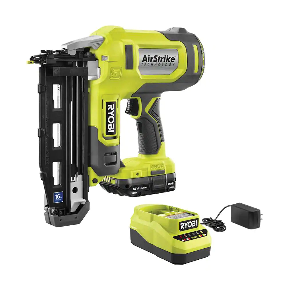 ONE+ 18V 16-Gauge Cordless Airstrike Finish Nailer with 1.5 Ah Battery and Charger