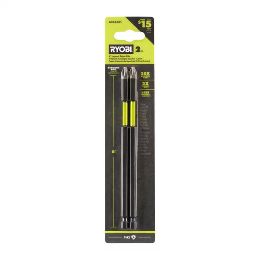 2-Piece 6 In. Diamond Grit Impact Drive Bits