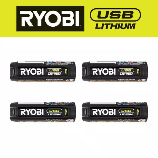 USB Lithium 2.0 Ah Rechargeable Batteries (4-Pack)